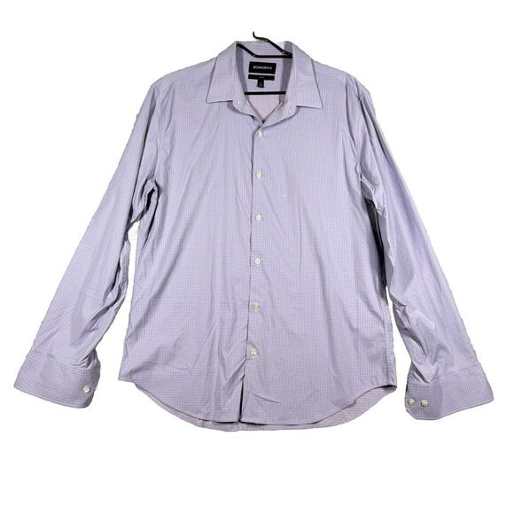 Bonobos Other - Bonobos Slim Fit Shirt Mens Size L Blue Pink Plaid Button Long Sleeve Preppy EUC